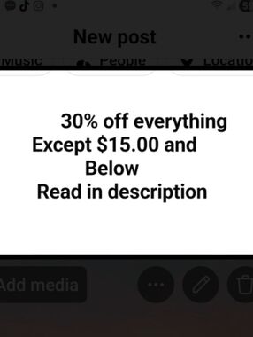 30% Off Everything / Except $15.00+ Below Send Me A Like